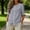 Blue, variant on Womens Cotton Linen Shirt Crew Neck Blouse Versatile Half Sleeve Top Button Down Shirt With Double Breasted Buttons 2026 Summer White