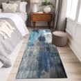 thumbnail image 5 of Blue Grey Large Area Rugs for Bedroom Living Room, Soft Non Slip Carpet Bedside Rug, Modern Oil Painted Abstract Art Aesthetics Rectangular Floor Cover Kitchen Accent Rug 2'x6' for Dining Room/Office, 5 of 9