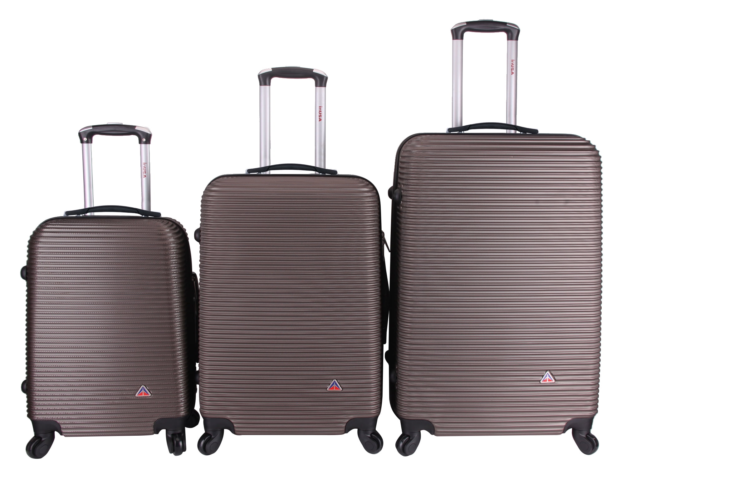 InUSA Royal 3-Piece Hardside Luggage Sets with Spinner Wheels, Handle, and Trolley, (20"/28"/32"), Brown