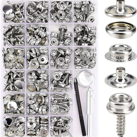 

90pcs Canvas Snaps Kit Multifunctional Stainless Steel Canvas Fixing Screws Portable Tarpaulin Buckle Set Tarpaulin Snap Button Tool for Canvas Tarpaulin Tents Clothing