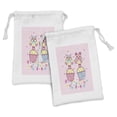 thumbnail image 1 of Owls Fabric Pouch Set of 2, 2 Owl Couples on Cupcakes Springtime Happiness Romantic Art, Small Drawstring Bag for Toiletries Masks and Favors, 9" x 6", Pale Pink Sky Blue, by Ambesonne, 1 of 2