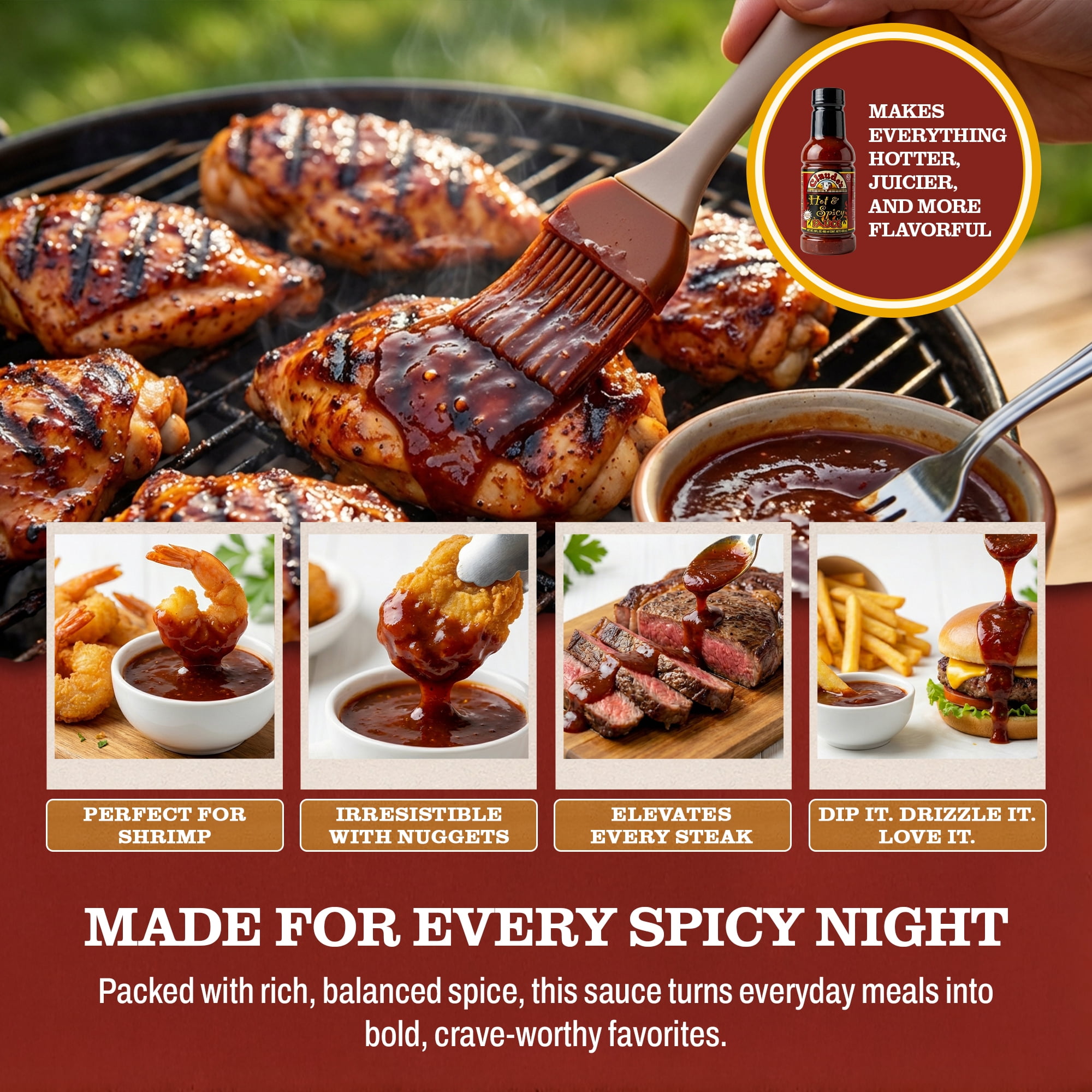 Fajita Hot & Spicy Sauce, 16 oz Bottle (Pack of 6)