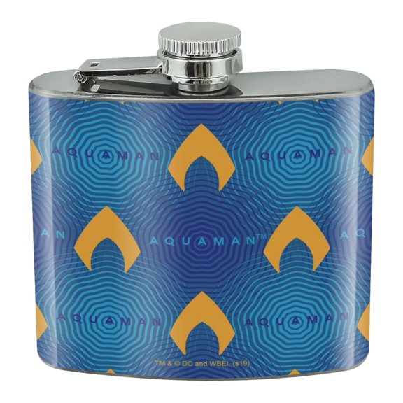 Aquaman Movie Logo Pattern Stainless Steel 5oz Hip Drink Kidney Flask