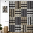 thumbnail image 2 of Brown Grey Retro Patchwork Shower Curtain Black Rustic Farmhouse Bath Curtain Country Tan Plaid Polyester Fabric Bathroom Decor Curtain Sets 72x72 Inch, 2 of 6