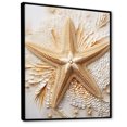 thumbnail image 2 of Designart "Golden Beige Starfish Simplicity I" Starfish Floater Framed Wall Art Prints, 2 of 5
