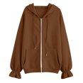 thumbnail image 5 of Stamzod Women's Fashion Hoodies & Sweatshirts Ruffled Long Sleeve Zip Up Jacket with Pockets 2026 Fall Hoodie Coffee-3 M, 5 of 5