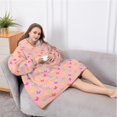 thumbnail image 5 of Oversized Wearable Blanket Hoodie,Pink Butterfly Pattern Sherpa Blanket Hoodie with Super Pockets,Super Warm Fuzzy Pullover for Women & Men, 5 of 6