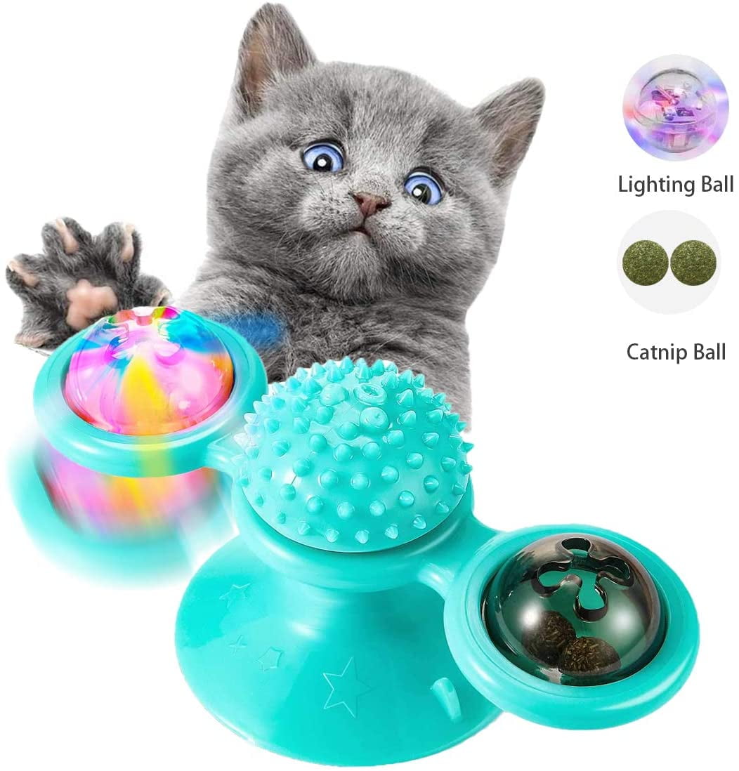 Windmill Cat Toy Interactive Cat Funny Toy with Suction Cup Portable