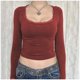 thumbnail image 4 of Camiseta corta de manga larga con botones y cuello de encaje para mujer - Color liso, dos bolsillos, informal/trabajo/fiesta, 4 of 7