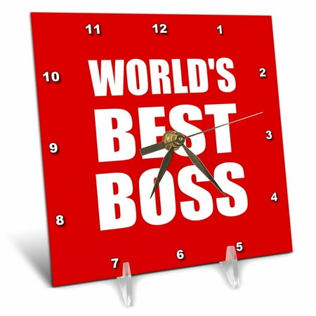 3dRose Worlds Best Boss. white text on red. great design for greatest boss, Desk Clock, 6 by (Best Small House Designs In The World)