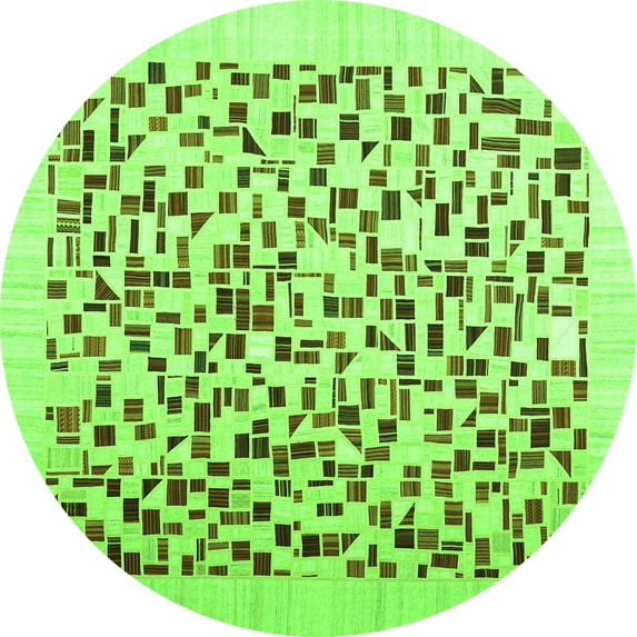 Ahgly Company Indoor Round Solid Green Modern Area Rugs, 4' Round