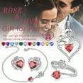 thumbnail image 3 of Beautlace Rose Heart Jewelry Set,December Birthstone Rose Flower Heart Necklace/Earrings/Ring/Bracelet Set 925 Sterling Silver Jewelry Birthday Christmas Valentines Mother's Day Gifts for Women Mom, 3 of 12