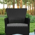 thumbnail image 4 of Emma + Oliver Set of 2 Modern Black Wicker Patio Chairs with Removable Gray Cushions for Indoor and Outdoor Use, 4 of 13