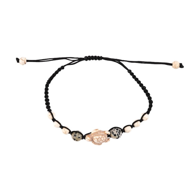 Bohemio Blanco Turquesa Turquesa Tortuga Cuentas Estirable Pulsera Brazalete