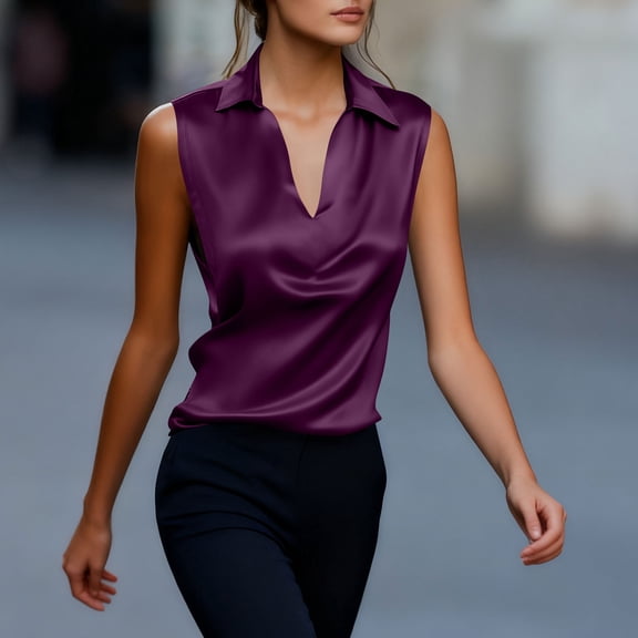 PFRNLF Silk Satin Tank Tops for Women Summer V Neck Casual Camisoles Sleeveless Business Work Dressy Blouses