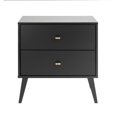 thumbnail image 3 of Wright Home Table de Nuit Moderne Mi-Siècle en Bois à 2 Tiroirs, Noir, 3 of 9