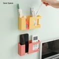 thumbnail image 3 of DECOBAY D3 Wall Mount Phone Holder with Adhesive, Punch-Free Phone Charging Stand and Remote Control Storage Box, Bedside Wall Organizer for Bathroom, Kitchen, Bedroom, Office, Blue, 3 of 9