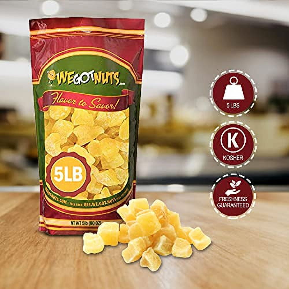 We Got Nuts Dried Pineapple Chunks, Freshly Packed Gourmet Savory Snack Fruit, Kosher, 5 lb, 80 oz