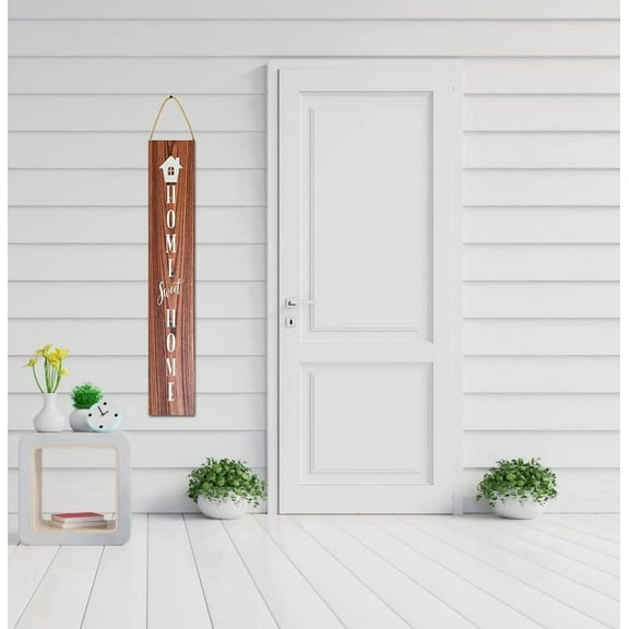 Rustic Farmhouse Home Sweet Home Sign, Home Porch Sign, Rustic Wooden Home Sign for Front Porch, Fall Porch Decor for Front Door Farmhouse Welcome Porch Decor Wood Sign 6x16 Inch