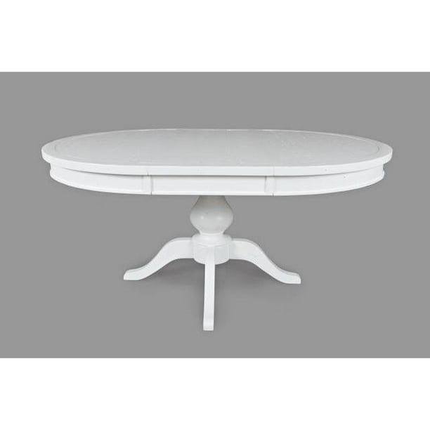 Wooden Round to Oval Dining Table With Pedestal Base, White Walmart