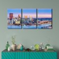 thumbnail image 2 of Cityscape Wall Art Cleveland City Skyline Pictures 3 Piece Canvas Paintings Contemporary Artwork City Night View Panorama Posters and Prints Stretched Framed Ready to Hang, 48" Wx24 H, 2 of 5