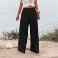 thumbnail image 5 of JUUNthy Wide Leg Pants for Womens, Lightweight with Pockets High Rise Pull On Vacation Casual Palazzo Trousers Sky Blue 2XL, 5 of 15