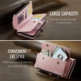 thumbnail image 6 of CaseMe Wallet Case For iPhone Air 6.5-inch, RFID Blocking PU Leather Case Women Men Kickstand flip Cover Wrist Strap Zipper Credit Card Holder Slot,Pink,For iPhone Air, 6 of 10