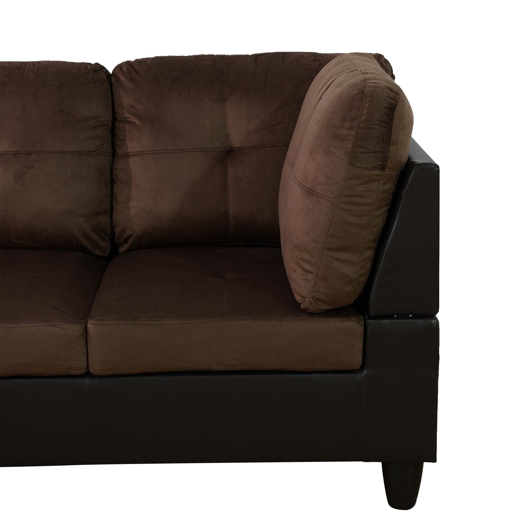 Aukfa Sectional Sofa, 3 Piece Living Room Couch with Storage Ottoman, Left Facing Chaise, Brown