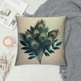 thumbnail image 2 of COMIO Throw Pillow Case Watercolor Peacock Feather Pattern Square Cushion Cover Pillowcase for Men Women Home Decorative Sofa Armchair Bedroom Livingroom White, 2 of 5