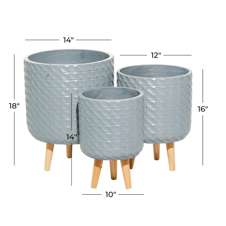 DecMode 14 In. Planter, MGO, Gray, 3 - Pieces - Walmart.com