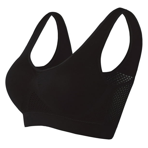 Sujetador sin costuras de cobertura completa para mujer con acolchado extraíble, sujetador deportivo de malla ahuecado con ventilación para una experiencia cómoda