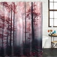 thumbnail image 2 of Red Forest Shower Curtain, Waterproof Shower Curtains for Bathroom, Mysterious Vintage Foggy Woods Tree Washable Fabric Bathtub Curtain Set Bath Decor with 12 Hooks 48"x72", 2 of 8