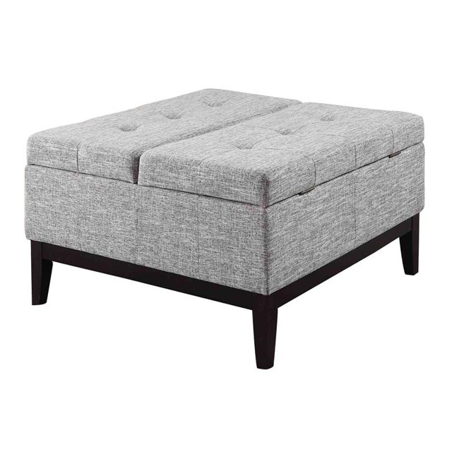 ORE International 18"Tall Light Gray Dual Lift Fabric Coffee Table with Storage