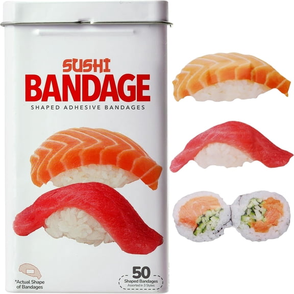 BioSwiss Bandages, Sushi Shaped Self Adhesive Bandages, Latex Free Sterile Wound Care, 50 Count