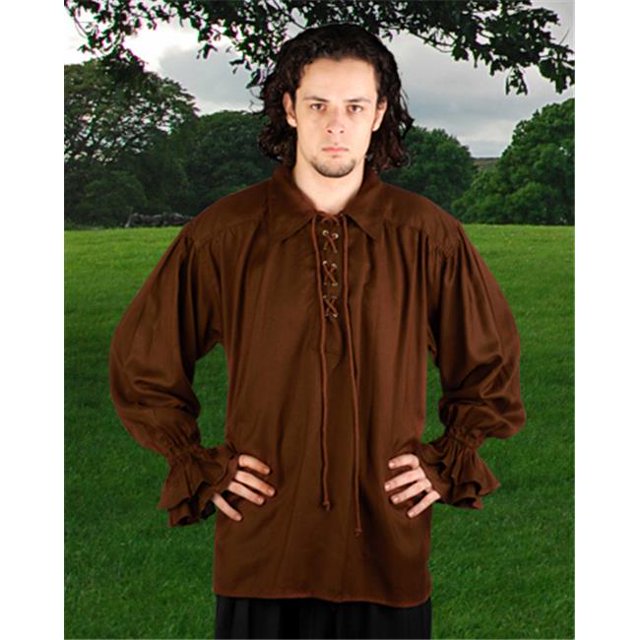 The Pirate Dressing C1007 John Cook Renaissance Shirt- Chocolate - Small & Medium
