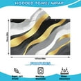 thumbnail image 2 of Gray and Gold Marble Ink Waves Pattern Hooded Bath Towel，50"x30" for Ages 3 To 12 Kids, Quick Dry Lightweight Soft Microfiber Hood Beach Towel Cover Up for Kids, 2 of 7