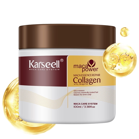 Karseell Collagen Hair Treatment Deep Repair Conditioning Argan Oil Collagen Hair Mask Essence for Dry Damaged Hair All Hair Types, 3.38floz 100ml