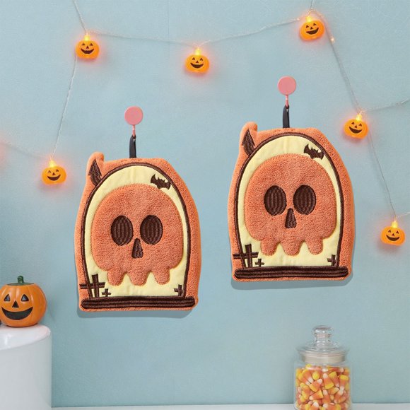 Toalla de mano para Halloween, forro polar grueso para colgar, paño de cocina absorbente de secado rápido, regalo para niños.