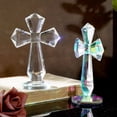 thumbnail image 3 of 1PC Traditional Crystal Standing Cross Crystal Cross Religious Cross Statue Glass Wall Cross Figurine Decorations Cross Figurine Tabletop Ornament, 3 of 7