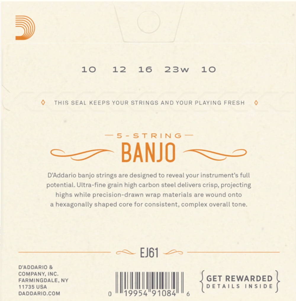 D'Addario Banjo Strings 3-Pack  Nickel Steel Loop End Medium EJ61