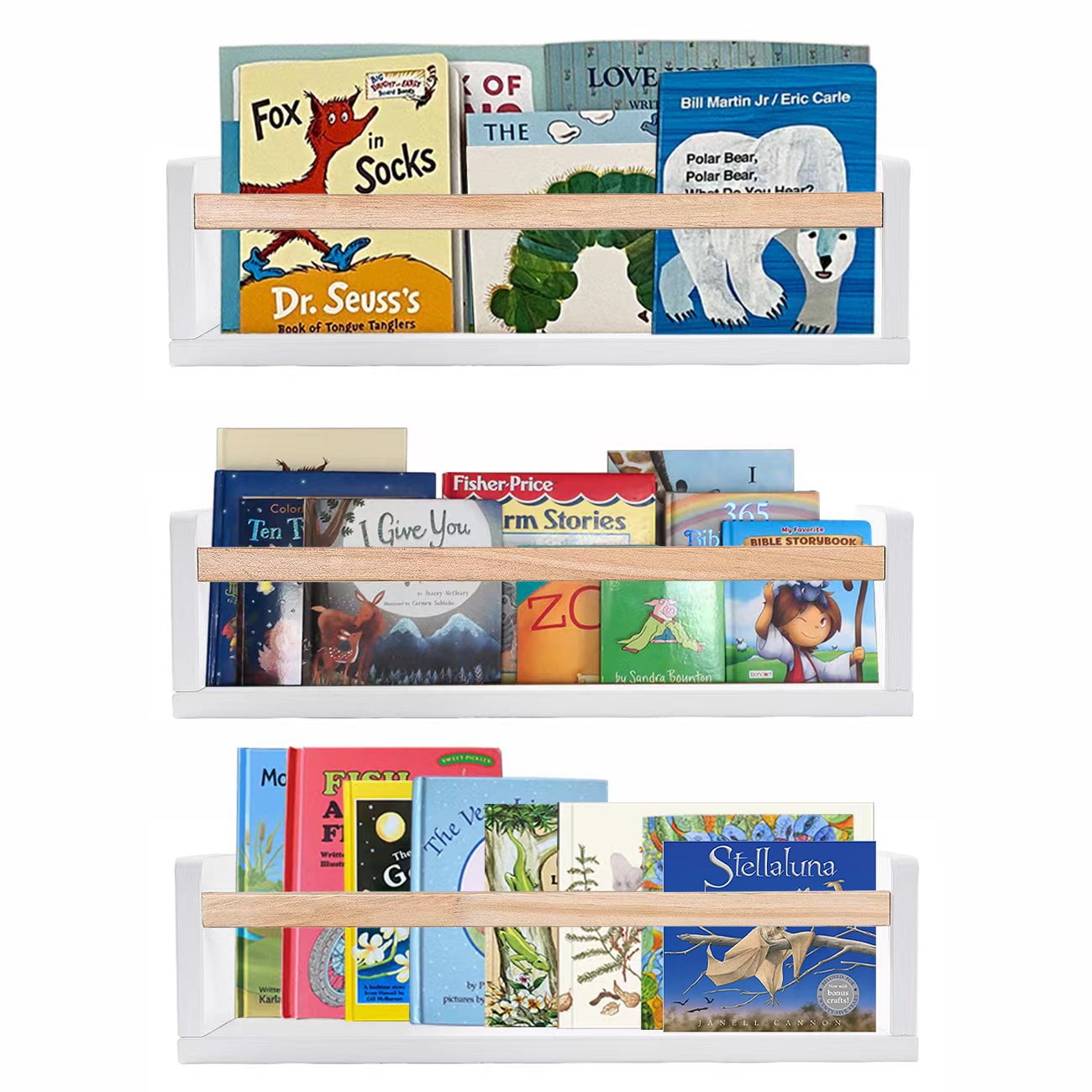 Nursery Wall Décor Shelves White Floating Bookshelves for Baby and Kids