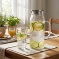 thumbnail image 5 of 2 Liter 68 oz Glass Pitcher with Lid and Handle, Water Pitcher for Fridge, Glass Carafe for Hot/Cold Water, Large Iced Tea Pitcher for Coffee, Juice and Homemade Beverage, 5 of 10