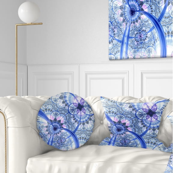 Designart 12" x 20" Blue Polyester Throw Pillow