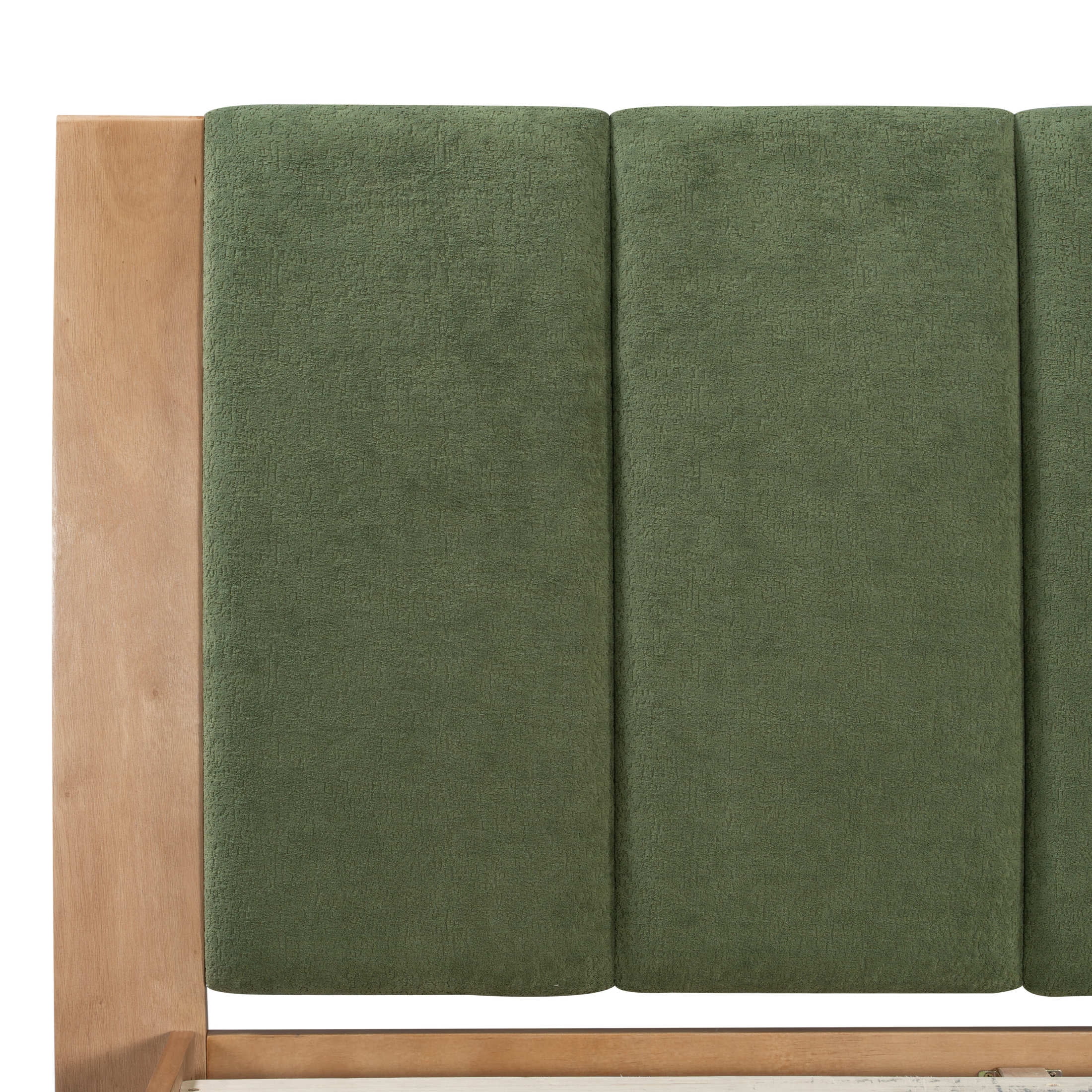 Christopher Knight Home Premium Pine Wood King Bed Frame with Headboard, Mid-Century Modern Design, Natural+Green