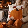 thumbnail image 4 of 2pcs Plush 3D Fall Pumpkin Maple leaf Throw Pillows Covers,Thanksgiving Halloween Fall Decor,Fall Pillow Covers for Home Sofa Couch Bed, 4 of 5