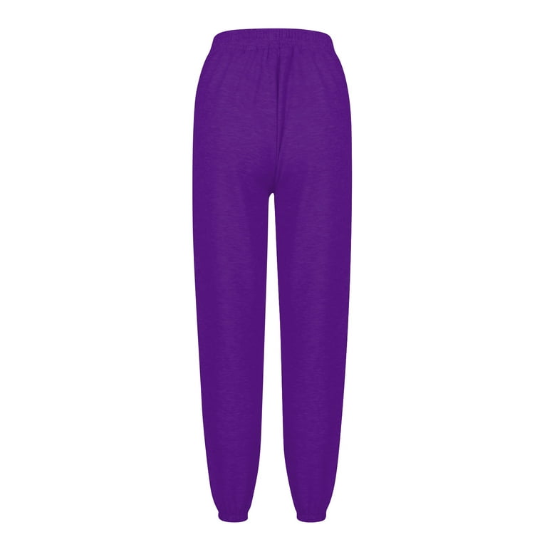 TQWQT Women's Cinch Bottom Sweatpants with Pockets High Waist Jogger Pants  for Gym Sporty Athletic Fit Lounge Trousers Dark Purple XXL