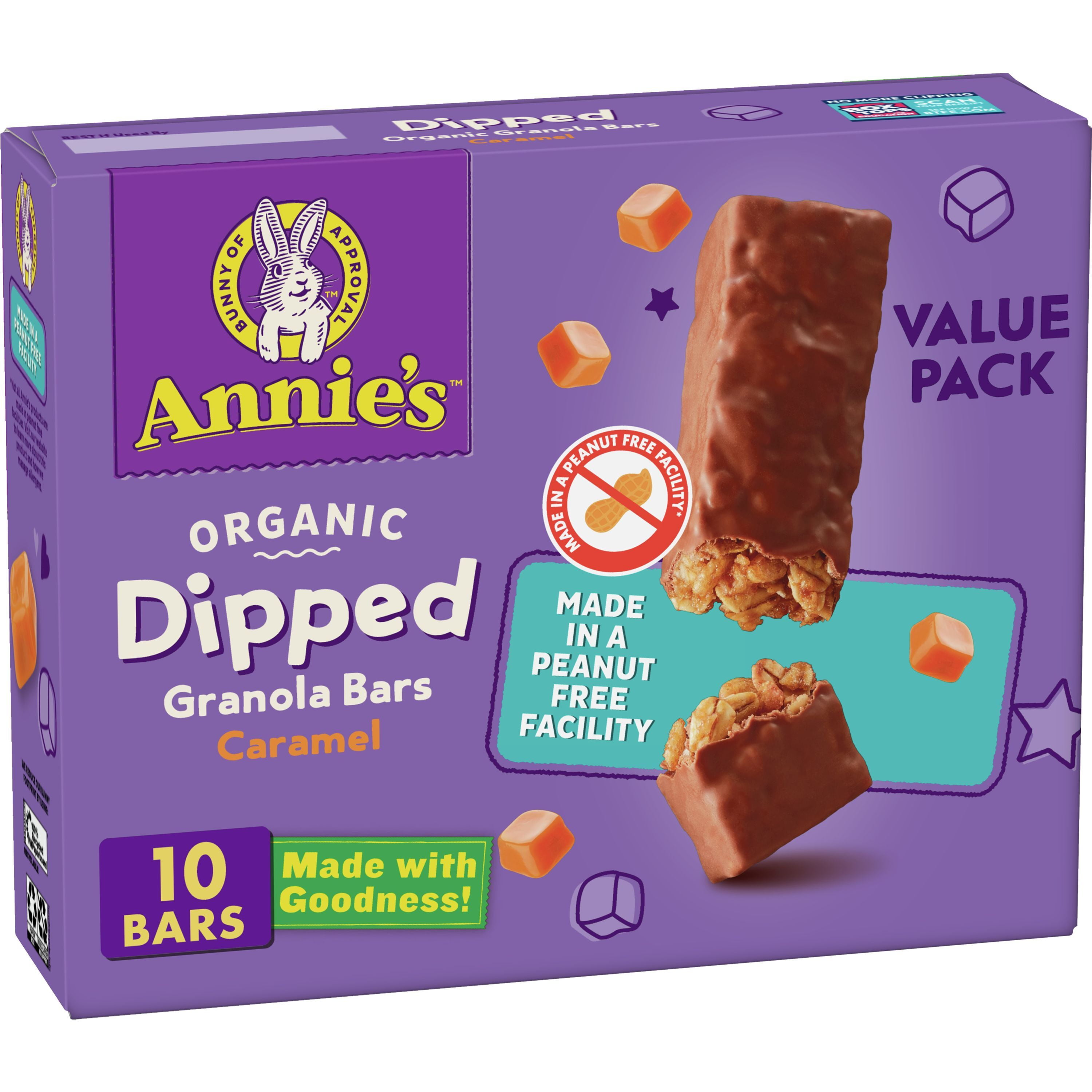 Annie's Organic Dipped Granola Bars, Caramel, Peanut Free, 10 Bars