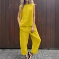 thumbnail image 2 of fatyb Two Piece Outfit for Women Cotton Linen Tank Top and Long Pants Matching Casual Sets Summer Clothes, 2 of 6
