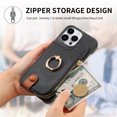 thumbnail image 4 of Decase for iPhone 14 Zipper Wallet Casa,with Credit Card Holder,Built-in Ring Stand,RFID Blocking Design,Rugged Shockproof PU Leather Protective Case,Support Magnetic Car Mount,Black, 4 of 10