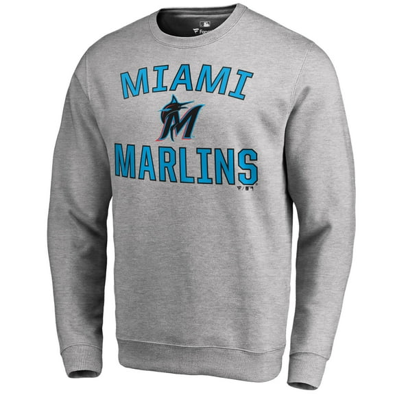 Men's Ash Miami Marlins Victory Arch Pullover Sweatshirt
